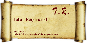 Tohr Reginald névjegykártya